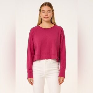 Sweaty Betty After Class Crop Sweatshirt Adventure Pink Size XL
